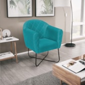 Poltrona Grazi  Base X Preta Suede Azul Turquesa - Amarena Móveis
