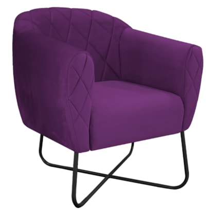 Poltrona Grazi  Base X Preta Suede Roxo - Amarena Móveis