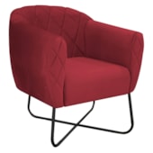 Poltrona Grazi  Base X Preta Suede Vermelho - Amarena Móveis