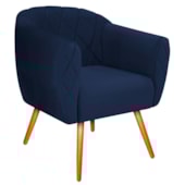 Poltrona Grazi Pés Palito Suede Azul Marinho - Amarena Móveis