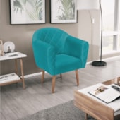 Poltrona Grazi Pés Palito Suede Azul Turquesa - Amarena Móveis
