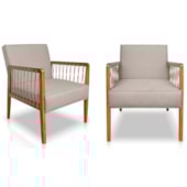 Poltrona Havaí SPZ Decorativa Sala Dinamarca Linho Areia