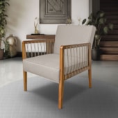 Poltrona Havaí SPZ Decorativa Sala Dinamarca Linho Areia