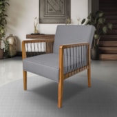 Poltrona Havaí SPZ Decorativa Sala Dinamarca Linho Cinza