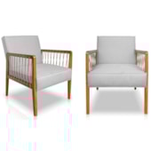 Poltrona Havaí SPZ Decorativa Sala Dinamarca Linho Grigio