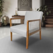 Poltrona Havaí SPZ Decorativa Sala Dinamarca Linho Grigio