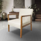 Poltrona Havaí SPZ Decorativa Sala Dinamarca Linho Natural