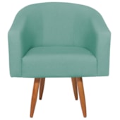 Poltrona Jade Decorativa Moderna Sala de Estar Quarto Escritório Conforto Corano Nozes e Suede Pés Palito Azul Ciano