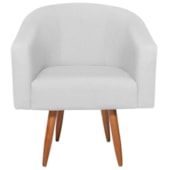 Poltrona Jade Decorativa Moderna Sala de Estar Quarto Escritório Conforto Corano Nozes e Suede Pés Palito Branco