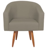 Poltrona Jade Decorativa Moderna Sala de Estar Quarto Escritório Conforto Corano Nozes e Suede Pés Palito Cappuccino