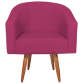 Poltrona Jade Decorativa Moderna Sala de Estar Quarto Escritório Conforto Corano Nozes e Suede Pés Palito Pink