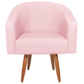 Poltrona Jade Decorativa Moderna Sala de Estar Quarto Escritório Conforto Corano Nozes e Suede Pés Palito Rosa Bebê