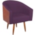 Poltrona Jade Decorativa Moderna Sala de Estar Quarto Escritório Conforto Corano Nozes e Suede Pés Palito Roxo