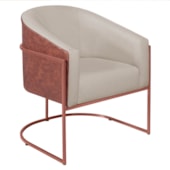 Poltrona Luiza Base de Ferro Bronze Corano Nozes e Linho Bege - AM Decor Poltrona Luiza Base de Ferro Bronze Corano Nozes e Linho Bege - AM Decor