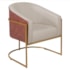 Poltrona Luiza Base de Ferro Dourado Corano Nozes e Linho Bege - AM Decor