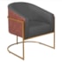 Poltrona Luiza Base de Ferro Dourado Corano Nozes e Linho Cinza Escuro - AM Decor
