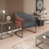 Poltrona Luiza Base de Ferro Preto Corano Nozes e Linho Cinza Escuro - AM Decor