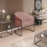 Poltrona Luiza Base de Ferro Preto Corano Nozes e Linho Rosê - AM Decor