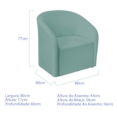 Poltrona Luxo Decorativa Luiza Max Suede Azul Tiffany