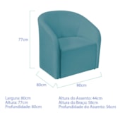 Poltrona Luxo Decorativa Luiza Max Suede Azul Turquesa