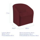 Poltrona Luxo Decorativa Luiza Max Suede Bordo