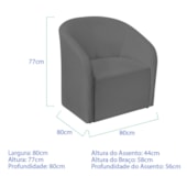 Poltrona Luxo Decorativa Luiza Max Suede Cinza Escuro