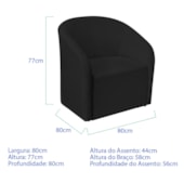 Poltrona Luxo Decorativa Luiza Max Suede Preto