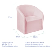 Poltrona Luxo Decorativa Luiza Max Suede Rosa  Bebê