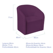 Poltrona Luxo Decorativa Luiza Max Suede Roxo