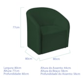 Poltrona Luxo Decorativa Luiza Max Suede Verde