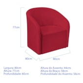 Poltrona Luxo Decorativa Luiza Max Suede Vermelho