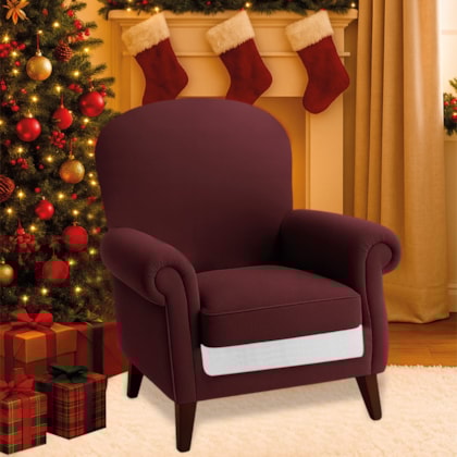 Poltrona Natalina Papai Noel Jingle Bells Suede Bordô