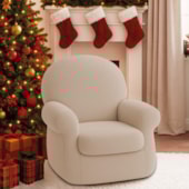Poltrona Natalina Papai Noel Merry Christmas Suede Bege