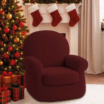 Poltrona Natalina Papai Noel Merry Christmas Suede Bordô
