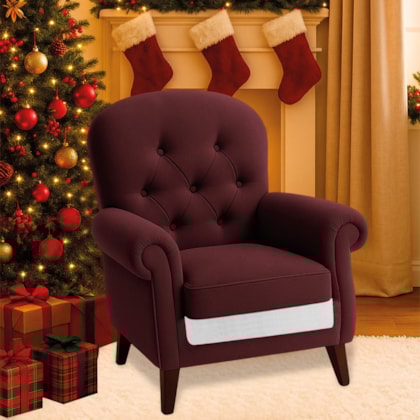 Poltrona Natalina Papai Noel North Pole Suede Bordô