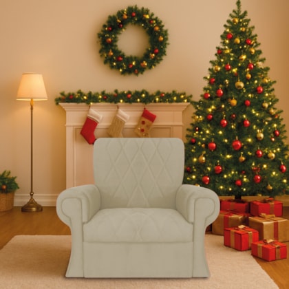 Poltrona Natalina Papai Noel Santa Claus Suede Bege