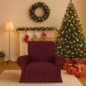 Poltrona Natalina Papai Noel Santa Claus Suede Bordô
