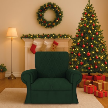 Poltrona Natalina Papai Noel Santa Claus Suede Verde