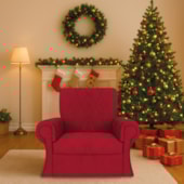 Poltrona Natalina Papai Noel Santa Claus Suede Vermelho