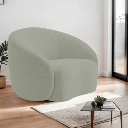 Poltrona Orgânica Luxo Recepção Amore Bouclé Verde Oliva