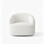 Poltrona Orgânica Luxo Recepção Lótus Bouclé Branco