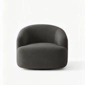 Poltrona Orgânica Luxo Recepção Lótus Linho Cinza Escuro