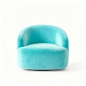 Poltrona Orgânica Luxo Recepção Lótus Suede Azul Ciano