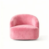 Poltrona Orgânica Luxo Recepção Lótus Suede Rosa Bebê