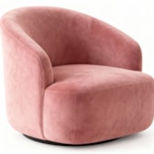 Poltrona Orgânica Luxo Recepção Lótus Suede Rosê