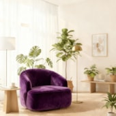 Poltrona Orgânica Luxo Recepção Lótus Suede Roxo