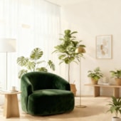 Poltrona Orgânica Luxo Recepção Lótus Suede Verde