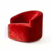 Poltrona Orgânica Luxo Recepção Lótus Suede Vermelho