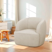 Poltrona Orgânica Luxo Recepção Nuvia Bouclé Bege