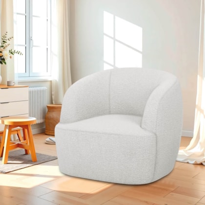 Poltrona Orgânica Luxo Recepção Nuvia Bouclé Branco